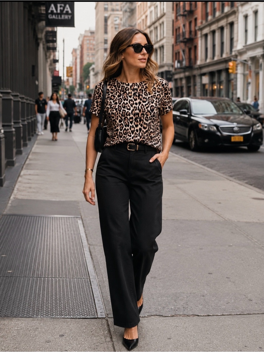 Alice + Olivia Leopard Print Short-Sleeve Blouse